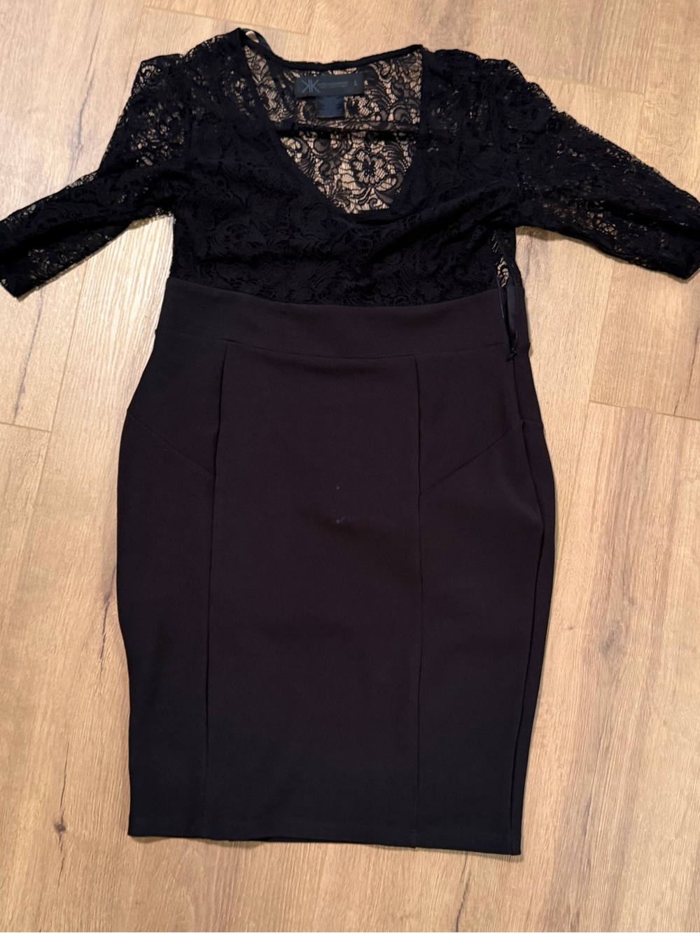 Kardashian Kollection Black Lace-Top Pencil Skirt Dress
